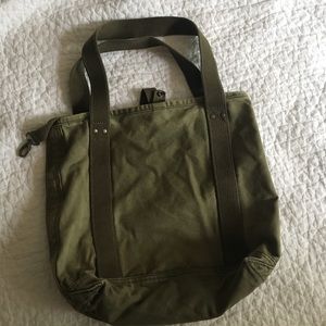 Army green canvas tote